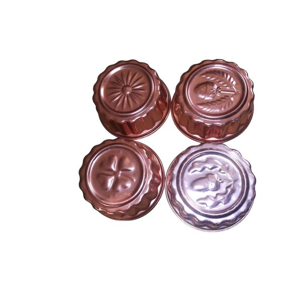 Vintage Copper Aluminum Kitchen Molds Lot of 4 Shamrock Acorn Flower Copper Mold - Picture 2 of 5